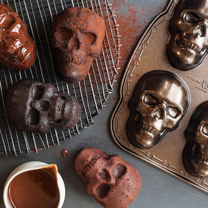 Halloween Skull Cakelet Pan, haunted Bronze Bakeware