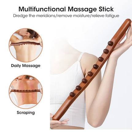 Handheld Wood Massage Roller Stick Lymphatic Drainage Tools Fascia Blaster Stomach Cellulite Massager for Neck Back Waist Leg