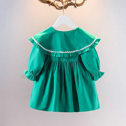 1 2 3 4Years Baby Girl Dress 2024 Spring and Autumn Foreign Children'S Dress Fairy Student Bubble Sleeve Birthday Princess Dress