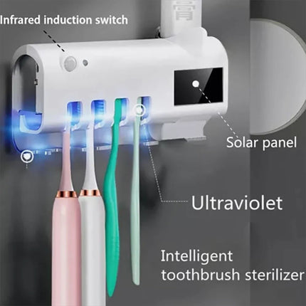 UV Light Sterilizer Toothbrush Holder Cleaner Toothpaste Dispenser 4 Toothbrush