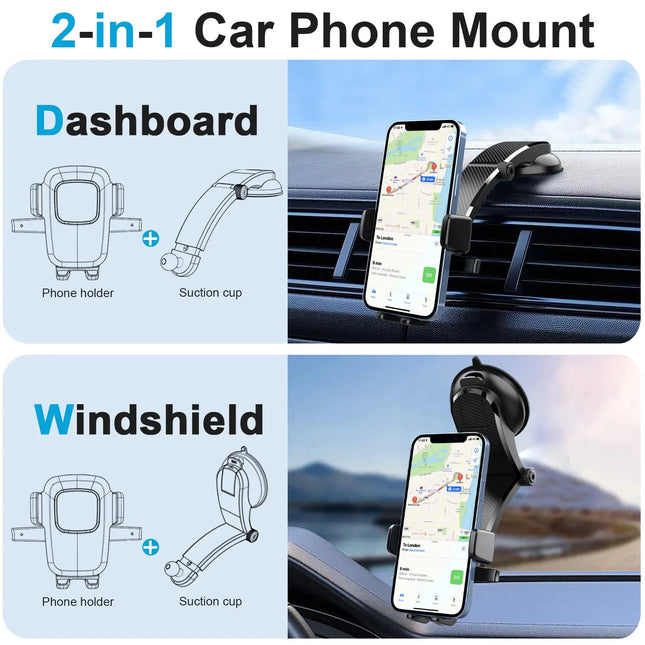 Car Phone Holder for Dashboard Windshield Cellphone Mount Clip Support Stand for 4.7-7" Cell Mobile Iphone Auto Accessories