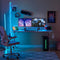Game Table 63 ", Carbon Fiber Surface Computer Table, Mouse Pad, Ergonomic E-Sports Style Game Table, Dual Headphone Hooks, White Pink