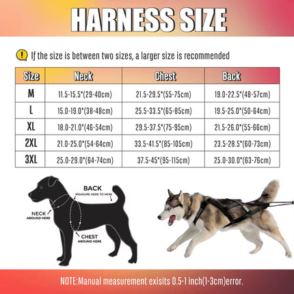 Dog Sled Harness Pet Weight Pulling Sledding Harness Mushing X Back Harness for Large Dogs Husky Canicross Skijoring Scootering