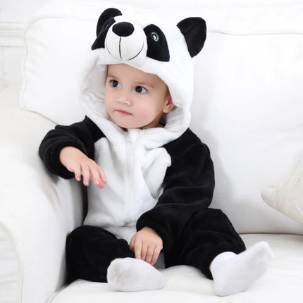 Newborn Baby Boy Clothing Stitch Animal Cartoon Hooded Jumpsuits Winter Baby Pajamas Onesies Kids Sleepwear Newborn Baby Pyjamas