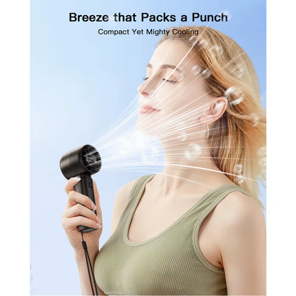 Portable Handheld Fan 4000Mah Battery Operated with LED Display Handheld Personal Small Fan 5 Speed Mini Fan for Travel