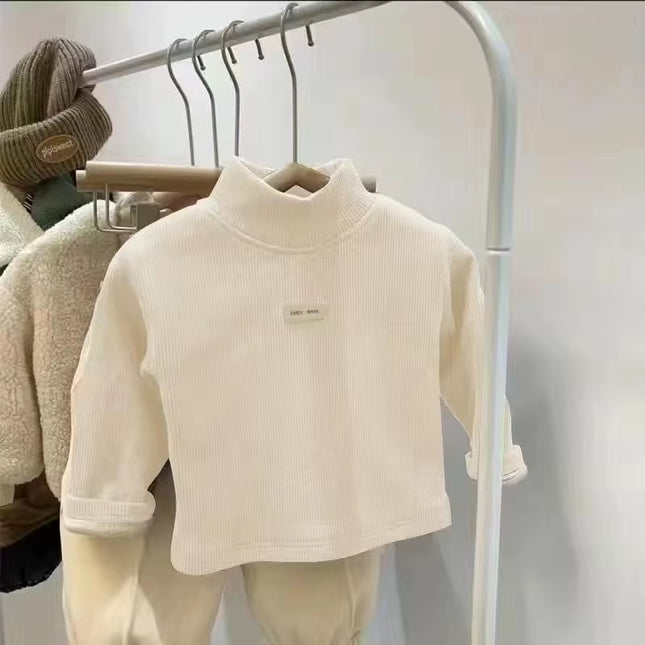 Children'S Autumn Winter Half High Neck Pullover Long Sleeve Bottom Shirt Kids Baby Boys Girls Clothing Tops