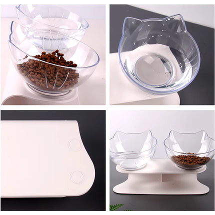 Non-Slip Cat Single Double Pet Bowls with Stand Food Feed and Water Bowls Inclination Stand Cats Feeders Feeding Kitten Supplies