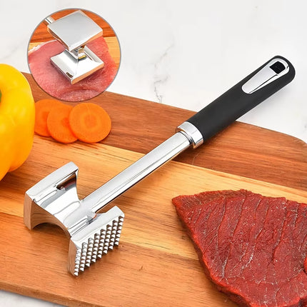 Stainless Steel Double-Sided Square Meat Tenderizer Hammer, Food-Safe Kitchen Tool for Pork Chops, Steak, Western Cuisine
