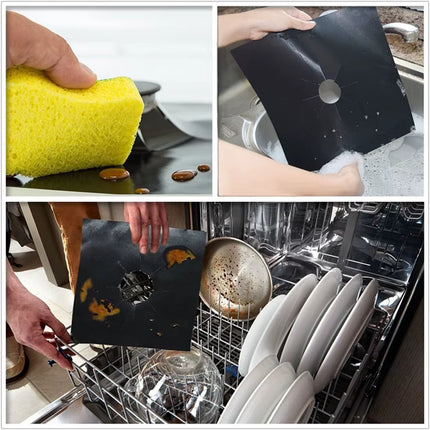 4Pcs Gas Stove Protectors Kitchen Reusable Burner Covers Mat Protector Cleaning Pad Liner Cover Top Gas Stove Protectors