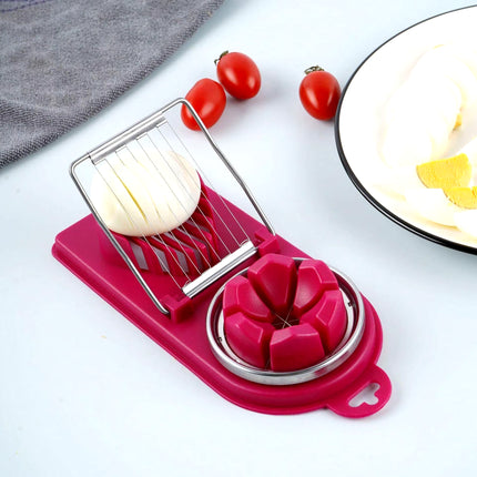 Multifunctional PP Base Egg Cutter 2-In-1 Stainless Steel Wire Pull Egg Cutter for Hanging High-Quality Kitchen Accessory Tools