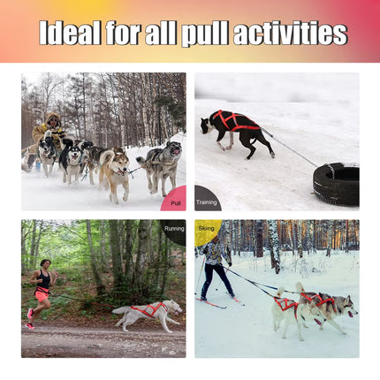 Dog Sled Harness Pet Weight Pulling Sledding Harness Mushing X Back Harness for Large Dogs Husky Canicross Skijoring Scootering