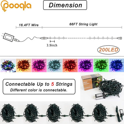 Purple Halloween String Lights, 200 LED 66 Ft Outdoor Halloween String Lights, 8 Modes Waterproof Decorative LED Purple Fairy Lights for Home Yard Patio Wedding Room Party Decoration
