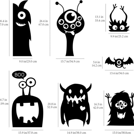 10PCS Giant Halloween Window Clings Novelty Cute Wiggly Monster Window Decal Stickers for Halloween Decoration Supply