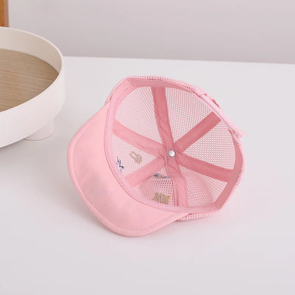 Baby Summer Sunshade Hat Full Mesh Breathable Toddler Baseball Hat Cartoon Bear Kids Soft Edge Duck Tongue Cap Children Visors