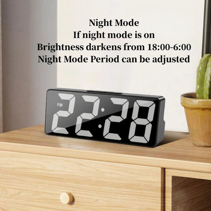 Voice Control Digital Alarm Clock Temperature Date 2 Alarm Snooze Night Mode Table Clock 12/24H USB Plug-In Always on LED Clock