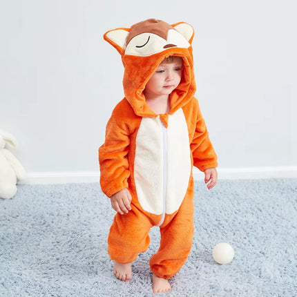 Newborn Baby Boy Clothing Stitch Animal Cartoon Hooded Jumpsuits Winter Baby Pajamas Onesies Kids Sleepwear Newborn Baby Pyjamas