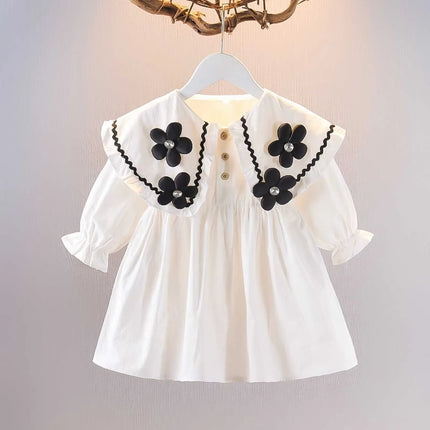 1 2 3 4Years Baby Girl Dress 2024 Spring and Autumn Foreign Children'S Dress Fairy Student Bubble Sleeve Birthday Princess Dress