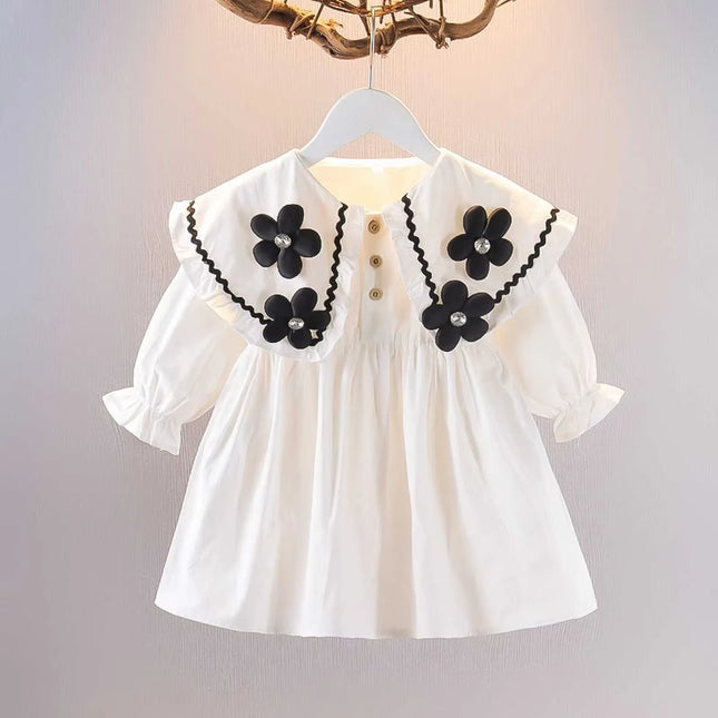 1 2 3 4Years Baby Girl Dress 2024 Spring and Autumn Foreign Children'S Dress Fairy Student Bubble Sleeve Birthday Princess Dress