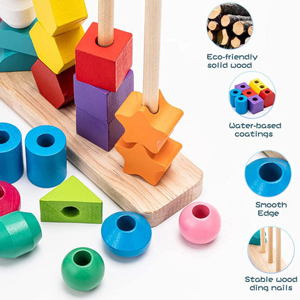 Montessori Toys for 1 Year Old Boys Girls, Shape Sorting and Stacking Toy for Toddlers 1-3, Learning Educational Toys for 1 2 3 Year Old Boys Girls
