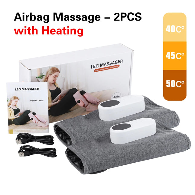 Electric Airbag Leg Massager Rechargeable 3 Modes Air Compression Calf Massager Machine 360° Wrap Blood Circulation