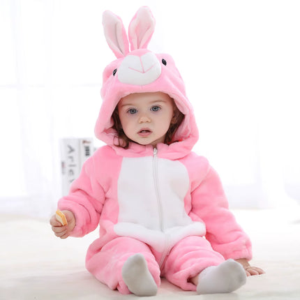 Newborn Baby Boy Clothing Stitch Animal Cartoon Hooded Jumpsuits Winter Baby Pajamas Onesies Kids Sleepwear Newborn Baby Pyjamas