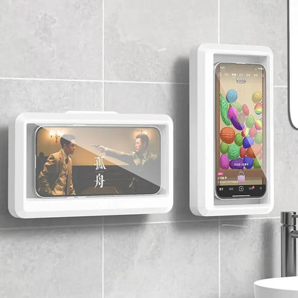 Waterproof Phone Holder - Suction Cup Shower Mount for Bathroom/Wall, Touch Screen Access & Steam-Proof Seal, Max 6.7" Phones