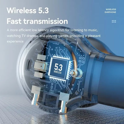 M47 TWS Bluetooth 5.3 Wireless Headphones Clip Ear Music Noise Canceling Headset Digital Display HD Call Sports Gaming Earphones