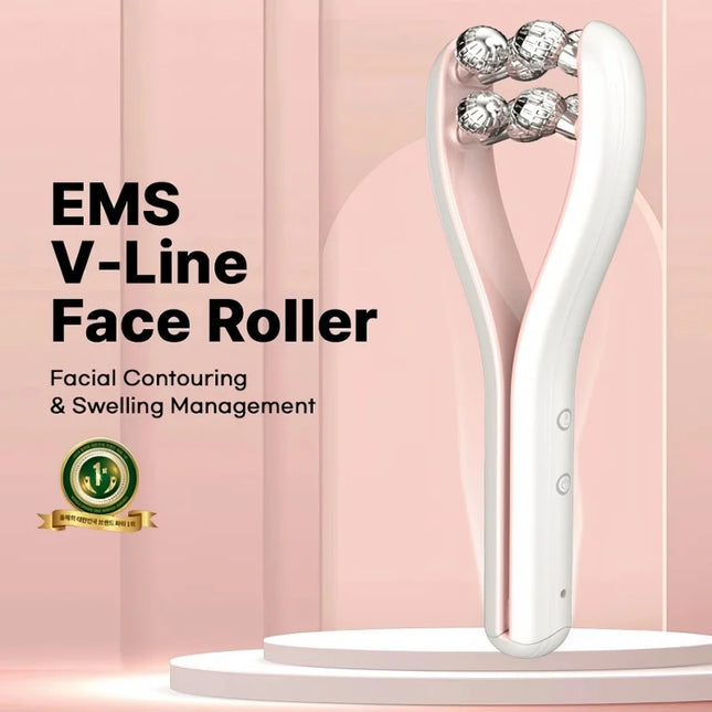 EMS Microcurrent Roller Face-Slimming Artifact V-Face Beauty Facial Massager for Firming and Lifting the Face