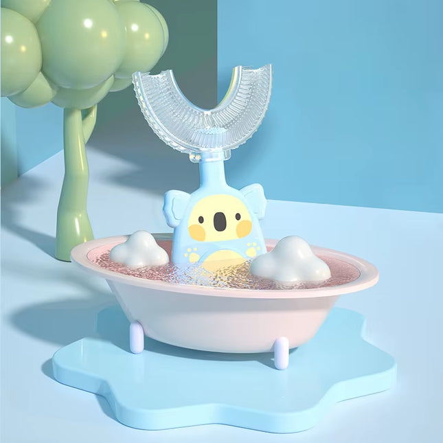 2-12Years Baby 360 Degree U-Shaped Oral Care Cleaning Silicone Soft Toothbrush Cartoon Cute Children'S Toothbrush