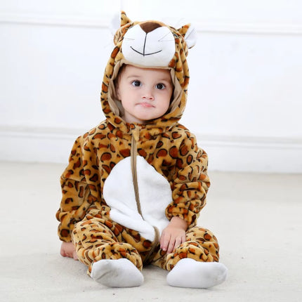 Newborn Baby Boy Clothing Stitch Animal Cartoon Hooded Jumpsuits Winter Baby Pajamas Onesies Kids Sleepwear Newborn Baby Pyjamas