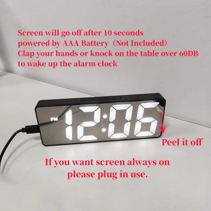 Voice Control Digital Alarm Clock Temperature Date 2 Alarm Snooze Night Mode Table Clock 12/24H USB Plug-In Always on LED Clock