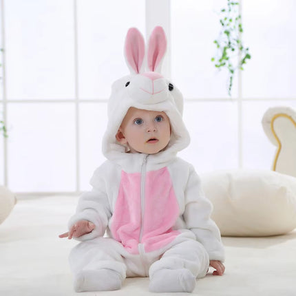 Newborn Baby Boy Clothing Stitch Animal Cartoon Hooded Jumpsuits Winter Baby Pajamas Onesies Kids Sleepwear Newborn Baby Pyjamas