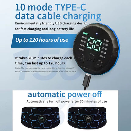 Abdominal Muscle Toner EMS Muscle Stimulator Abs Toning Belt USB Recharge Body Massager Home Office Fitness Exercise Equipment