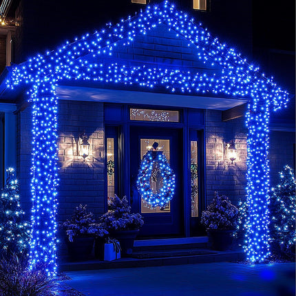 Halloween String Lights 100FT 300 LED String Lights with 8 Modes Timer Connectable Waterproof Plug-In Fairy Lights for Home, Garden, Party, Holiday, Tree, Christmas Decorations (Blue)