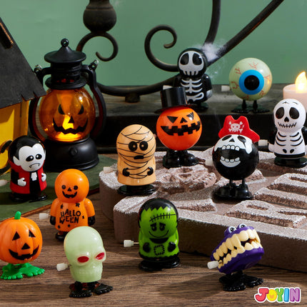 12 Pcs Halloween Wind-Up Toys for Kids,Halloween Toys Bulk Halloween Gifts Halloween Basket Halloween Accessories,Halloween Goody Bags,Halloween Treat Bag Fillers