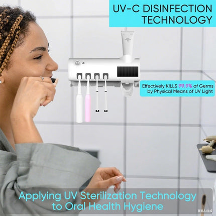 UV Light Sterilizer Toothbrush Holder Cleaner Toothpaste Dispenser 4 Toothbrush
