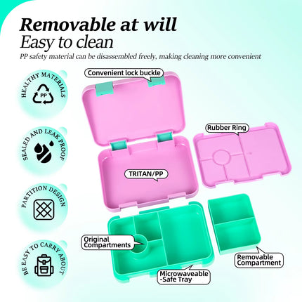 1100Ml Cartoon Printed Lunch Box Microwavable Bento Box Interlayer Leakproof Storage Box Hermetic Containers Students School