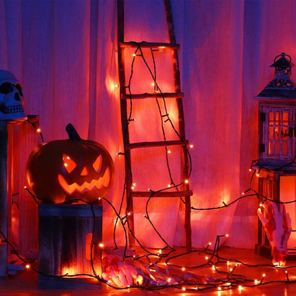 Orange Halloween String Lights 82FT 200 LED Extendable for Outdoor/Indoor, 8 Lighting Modes Plug in String Lights for Halloween Decorations Bedroom Party Decor Room Garden Patio Tree (Orange)