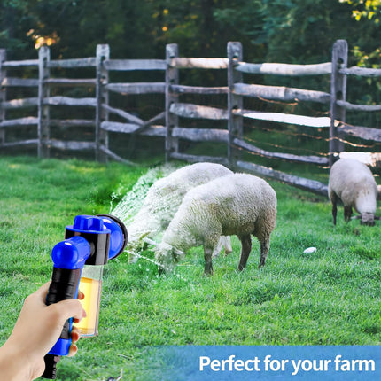 2 Pcs Jet Bathing Set - Hose Nozzle with Soap Dispenser, Rubber Brush, Spray Foamer Bottle for Pet Showering (Blue)