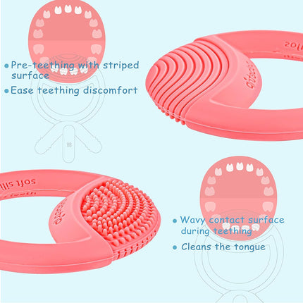 Baby Teething Toys for Babies 0-6 Months 6-12 Months,Silicone Baby Teether,Freezer Safe BPA Free,Easy to Hold Baby Teether Chew Toys for Boys & Girls,Pink