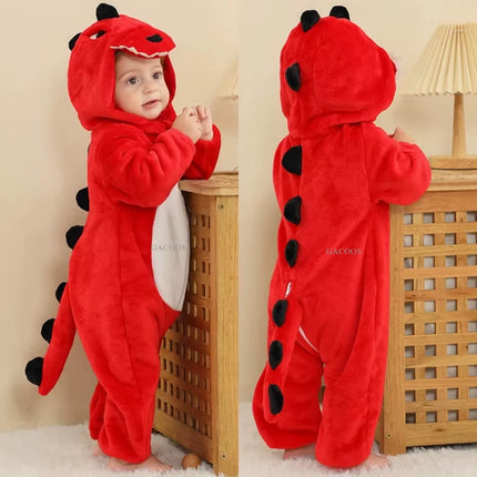 Newborn Baby Boy Clothing Stitch Animal Cartoon Hooded Jumpsuits Winter Baby Pajamas Onesies Kids Sleepwear Newborn Baby Pyjamas