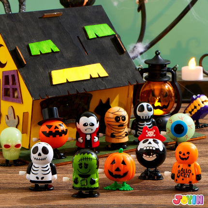 12 Pcs Halloween Wind-Up Toys for Kids,Halloween Toys Bulk Halloween Gifts Halloween Basket Halloween Accessories,Halloween Goody Bags,Halloween Treat Bag Fillers