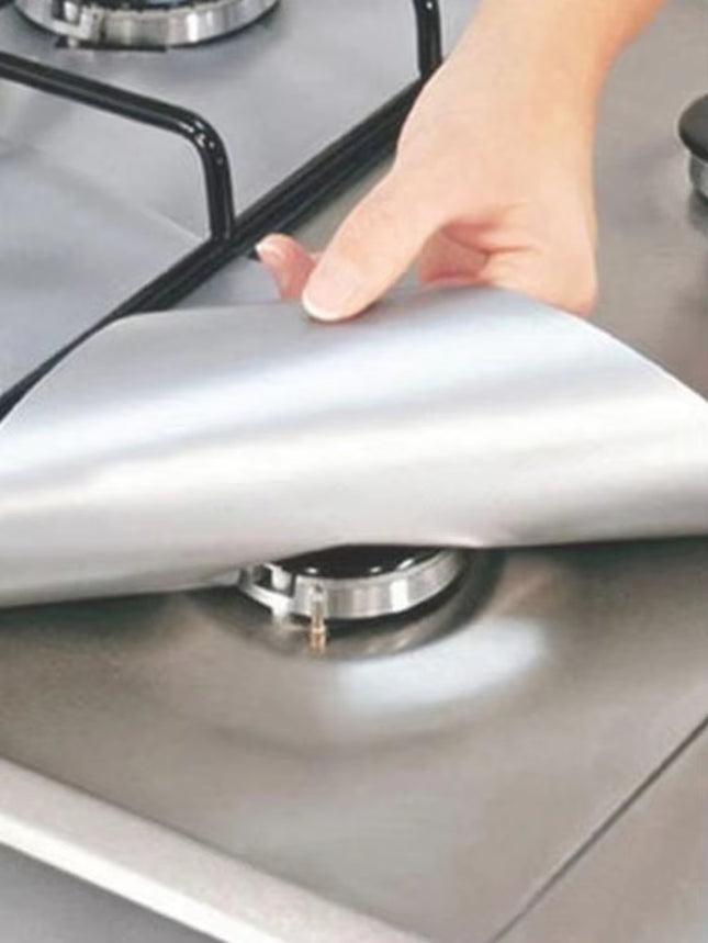 4Pcs Gas Stove Protectors Kitchen Reusable Burner Covers Mat Protector Cleaning Pad Liner Cover Top Gas Stove Protectors