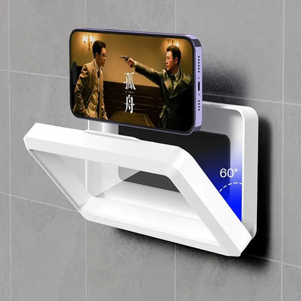 Waterproof Phone Holder - Suction Cup Shower Mount for Bathroom/Wall, Touch Screen Access & Steam-Proof Seal, Max 6.7" Phones