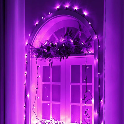 Purple Halloween String Lights, 200 LED 66 Ft Outdoor Halloween String Lights, 8 Modes Waterproof Decorative LED Purple Fairy Lights for Home Yard Patio Wedding Room Party Decoration