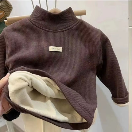 Children'S Autumn Winter Half High Neck Pullover Long Sleeve Bottom Shirt Kids Baby Boys Girls Clothing Tops