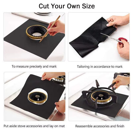 4Pcs Gas Stove Protectors Kitchen Reusable Burner Covers Mat Protector Cleaning Pad Liner Cover Top Gas Stove Protectors