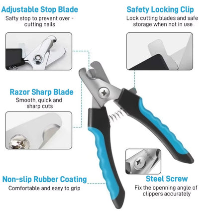 Pet Nail Clipper with Safety Lock Protection Stainless Steel Cat Dog Nail Grinder Multifunctional Pet Beauty Care Nail Supplies