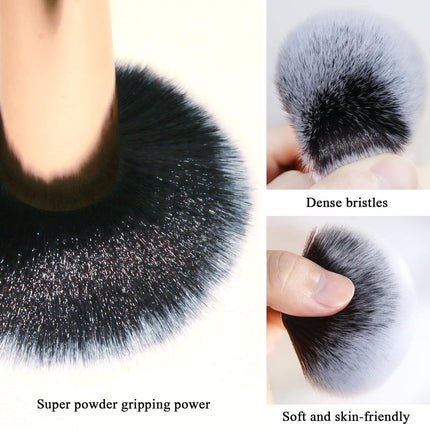 Makeup Brushes  Powder Foundation Brush Flawless Powder Brush Set with Highlighter Brush Blush Brush with Wooden Handle Perfect for Blending, Buffing Liquid