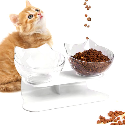 Non-Slip Cat Single Double Pet Bowls with Stand Food Feed and Water Bowls Inclination Stand Cats Feeders Feeding Kitten Supplies